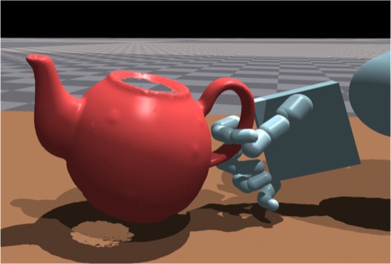 InterMimic hand grasping a kettle by its handle