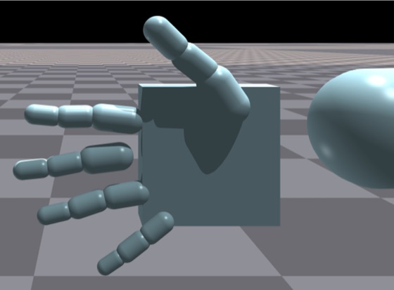OmniGrasp hand model, fingers extended