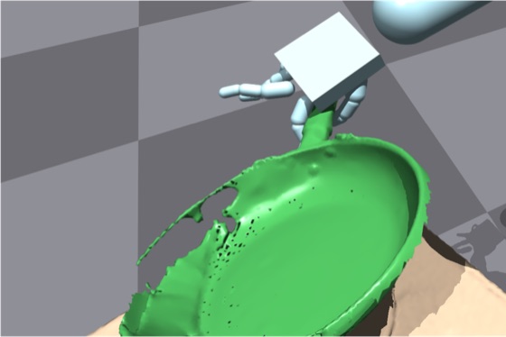 OmniGrasp hand grasping a pan by its handle
